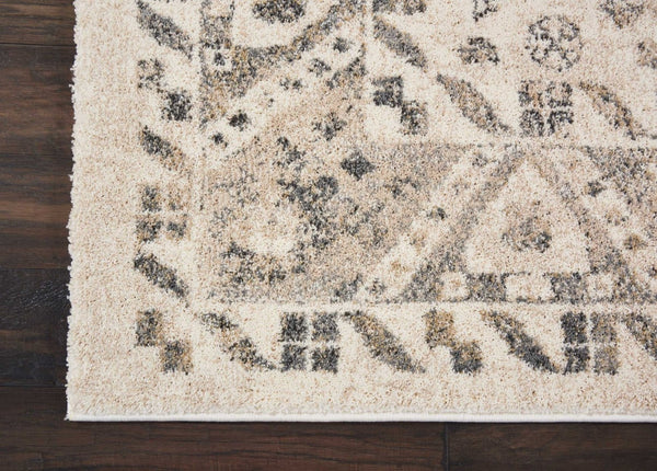 HomeRoots 5' Timeless Cream and Gray Floral Distressed Area Rug for Elegant Living Spaces and Durability 8' X 11' 551321
