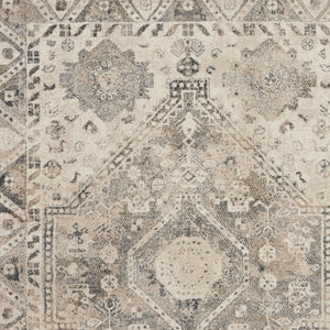 Homeroots 8' X 11' Cream And Gray Floral Distressed Area Rug  Polypropylene 551321