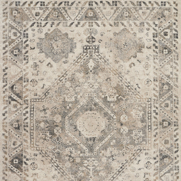 Homeroots 8' X 11' Cream And Gray Floral Distressed Area Rug  Polypropylene 551321