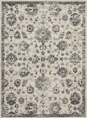 Homeroots 8' X 11' Cream And Gray Floral Distressed Area Rug  Polypropylene 551322