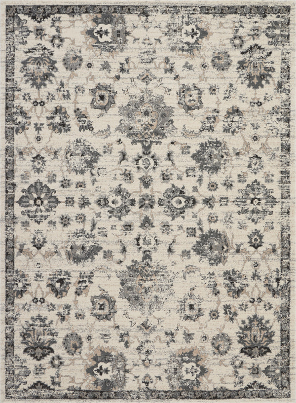 Homeroots 8' X 11' Cream And Gray Floral Distressed Area Rug  Polypropylene 551322