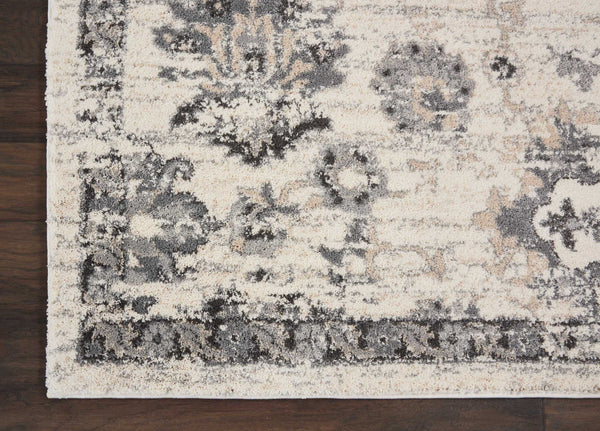 Homeroots 8' X 11' Cream And Gray Floral Distressed Area Rug  Polypropylene 551322
