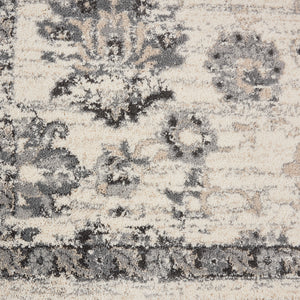 Homeroots 8' X 11' Cream And Gray Floral Distressed Area Rug  Polypropylene 551322