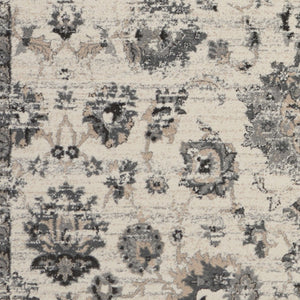 Homeroots 8' X 11' Cream And Gray Floral Distressed Area Rug  Polypropylene 551322