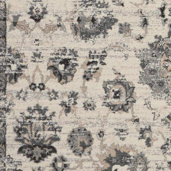Homeroots 8' X 11' Cream And Gray Floral Distressed Area Rug  Polypropylene 551322