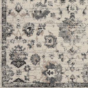Homeroots 8' X 11' Cream And Gray Floral Distressed Area Rug  Polypropylene 551322