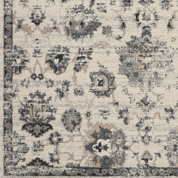 Homeroots 8' X 11' Cream And Gray Floral Distressed Area Rug  Polypropylene 551322