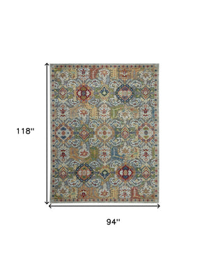 Homeroots 8' X 10' Blue Gray And Green Floral Distressed Non Skid Area Rug  Polypropylene,Polyester 551323