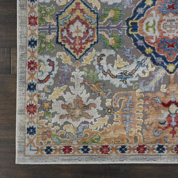 Homeroots 8' X 10' Blue Gray And Green Floral Distressed Non Skid Area Rug  Polypropylene,Polyester 551323