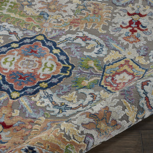 Homeroots 8' X 10' Blue Gray And Green Floral Distressed Non Skid Area Rug  Polypropylene,Polyester 551323