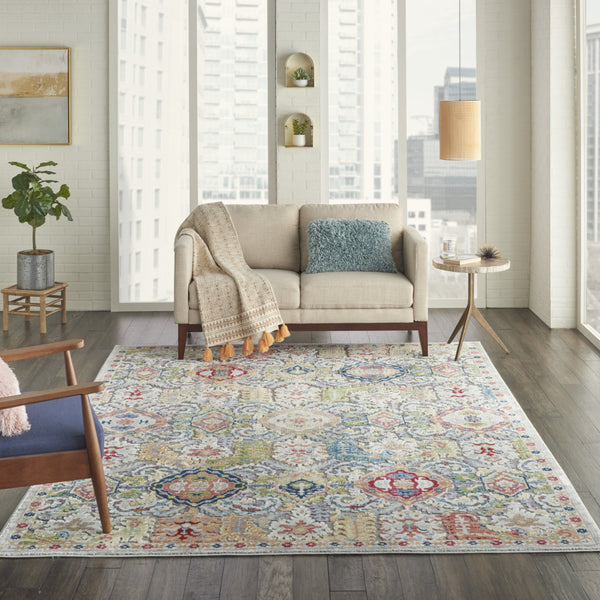 Homeroots 8' X 10' Blue Gray And Green Floral Distressed Non Skid Area Rug  Polypropylene,Polyester 551323