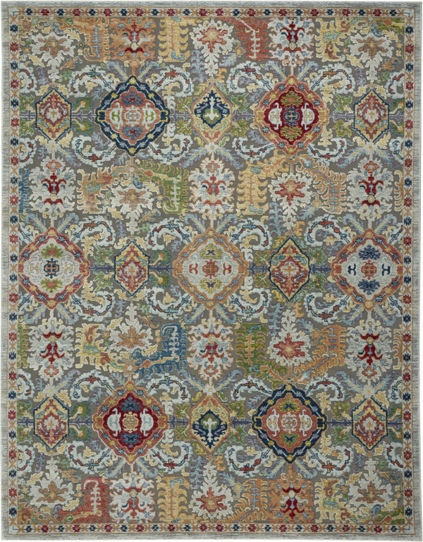 Homeroots 8' X 10' Blue Gray And Green Floral Distressed Non Skid Area Rug  Polypropylene,Polyester 551323