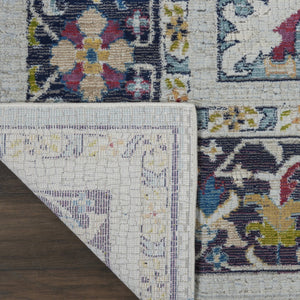 HomeRoots 5' Distressed Floral Area Rug in Teal Blue, Orange, and Black - Non-Skid and Durable Design 8' X 10' 551324
