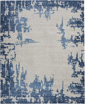 Homeroots 8' X 10' Blue And Ivory Abstract Distressed Non Skid Area Rug  Polypropylene,Polyester 551326