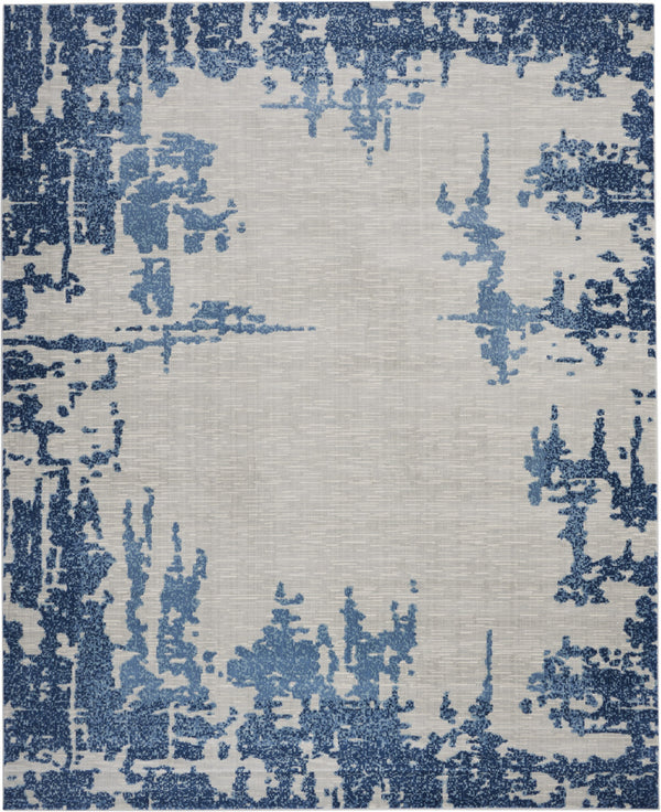 Homeroots 8' X 10' Blue And Ivory Abstract Distressed Non Skid Area Rug  Polypropylene,Polyester 551326