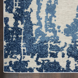 Homeroots 8' X 10' Blue And Ivory Abstract Distressed Non Skid Area Rug  Polypropylene,Polyester 551326
