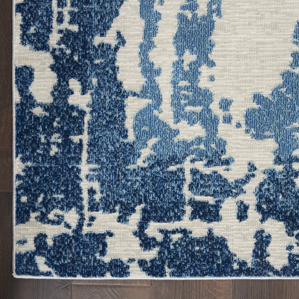 Homeroots 8' X 10' Blue And Ivory Abstract Distressed Non Skid Area Rug  Polypropylene,Polyester 551326