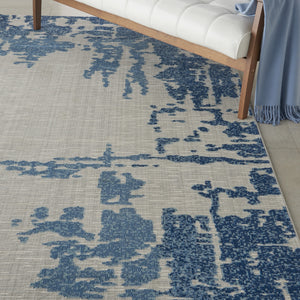 Homeroots 8' X 10' Blue And Ivory Abstract Distressed Non Skid Area Rug  Polypropylene,Polyester 551326
