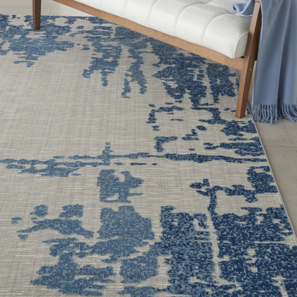 Homeroots 8' X 10' Blue And Ivory Abstract Distressed Non Skid Area Rug  Polypropylene,Polyester 551326