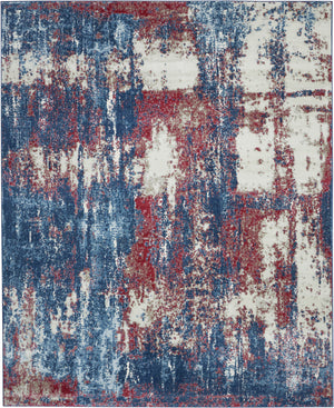 Homeroots 8' X 10' Ivory Red And Blue Abstract Non Skid Area Rug  Polypropylene,Polyester 551327