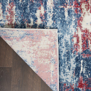 Homeroots 8' X 10' Ivory Red And Blue Abstract Non Skid Area Rug  Polypropylene,Polyester 551327