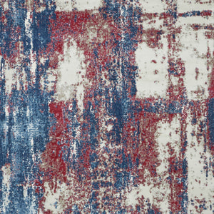 Homeroots 8' X 10' Ivory Red And Blue Abstract Non Skid Area Rug  Polypropylene,Polyester 551327