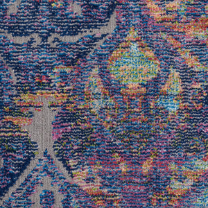 Homeroots 8' X 10' Navy Blue And Orange Ogee Distressed Non Skid Area Rug  Polypropylene,Polyester 551328