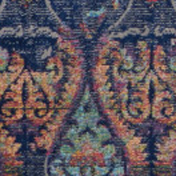 Homeroots 8' X 10' Navy Blue And Orange Ogee Distressed Non Skid Area Rug  Polypropylene,Polyester 551328