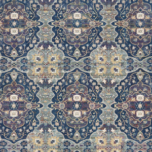Homeroots 8' X 10' Ivory Navy Blue And Yellow Floral Distressed Non Skid Area Rug  Polypropylene,Polyester 551329