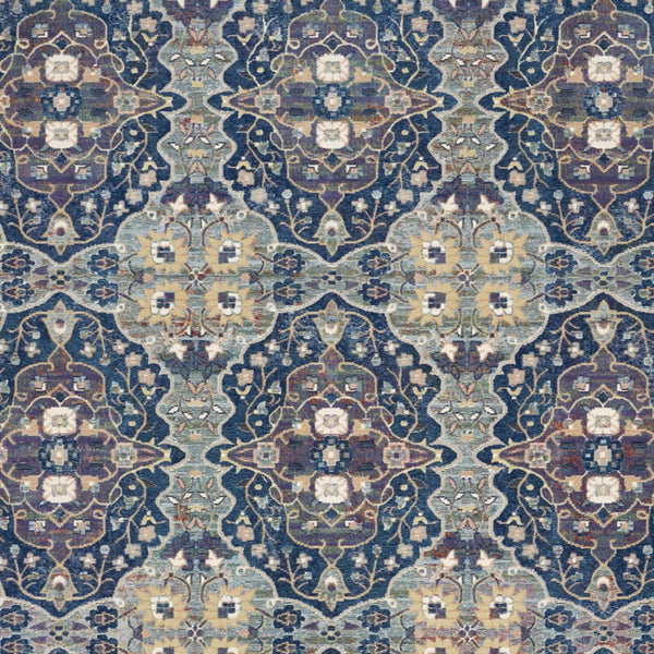 Homeroots 8' X 10' Ivory Navy Blue And Yellow Floral Distressed Non Skid Area Rug  Polypropylene,Polyester 551329