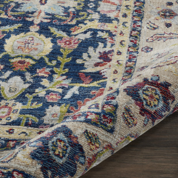 Homeroots 8' X 10' Navy Blue And Yellow Floral Distressed Non Skid Area Rug  Polypropylene,Polyester 551330