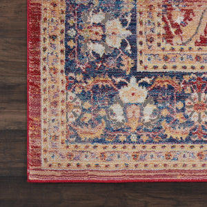 Homeroots 8' X 10' Navy Blue And Red Floral Distressed Non Skid Area Rug  Polypropylene,Polyester 551332