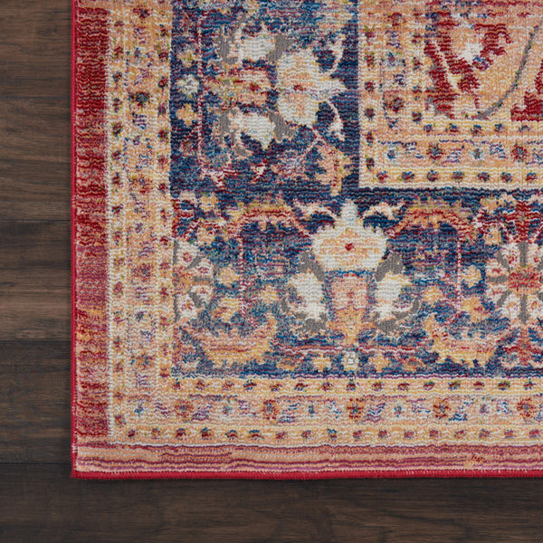 Homeroots 8' X 10' Navy Blue And Red Floral Distressed Non Skid Area Rug  Polypropylene,Polyester 551332