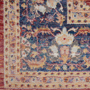 Homeroots 8' X 10' Navy Blue And Red Floral Distressed Non Skid Area Rug  Polypropylene,Polyester 551332