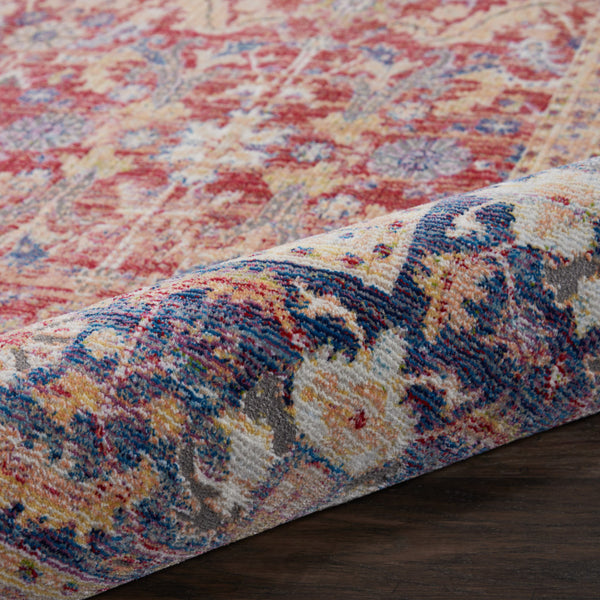 Homeroots 8' X 10' Navy Blue And Red Floral Distressed Non Skid Area Rug  Polypropylene,Polyester 551332