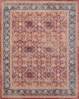 Homeroots 8' X 10' Navy Blue And Red Floral Distressed Non Skid Area Rug  Polypropylene,Polyester 551332