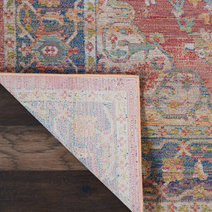 Homeroots 8' X 10' Blue And Red Floral Medallion Distressed Non Skid Area Rug  Polypropylene,Polyester 551333