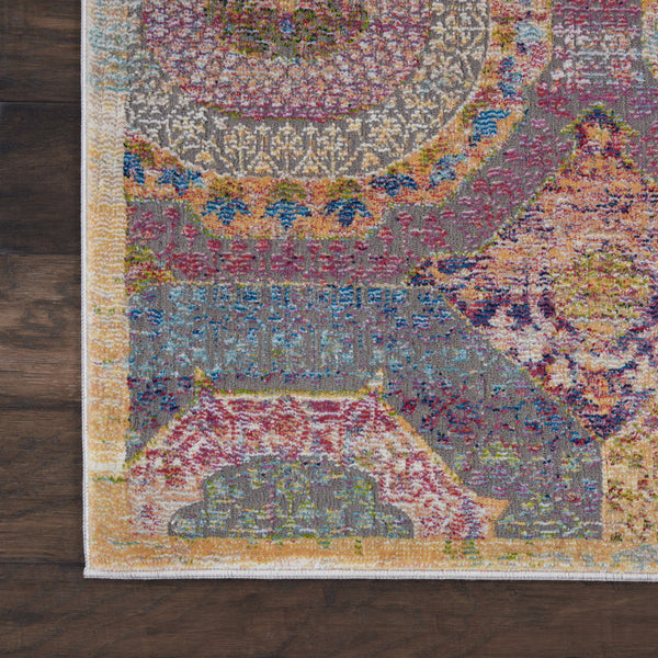 Homeroots 8' X 10' Blue Red And Orange Geometric Distressed Non Skid Area Rug  Polypropylene,Polyester 551334