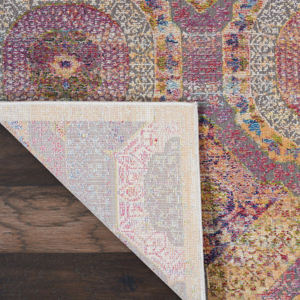 Homeroots 8' X 10' Blue Red And Orange Geometric Distressed Non Skid Area Rug  Polypropylene,Polyester 551334