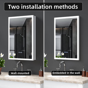 English Elm Led Lighted Medicine Cabinet With Adjustable Lighting, Anti-Fog Mirror, And Versatile Storage Solutions W3735P374343