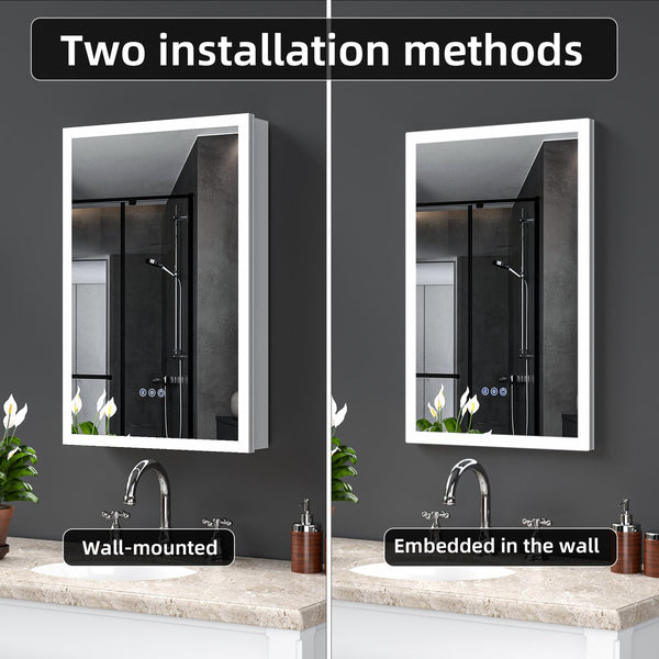 English Elm Led Lighted Medicine Cabinet With Adjustable Lighting, Anti-Fog Mirror, And Versatile Storage Solutions W3735P374343