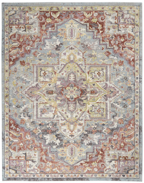 Homeroots 8' X 10' Blue And Red Floral Distressed Area Rug  Polypropylene 551336