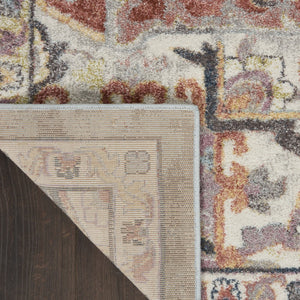 HomeRoots 4' Blue and Red Floral Distressed Area Rug - Vintage Charm, Stain-Resistant, Perfect for High Traffic Spaces 8' X 10' 551336