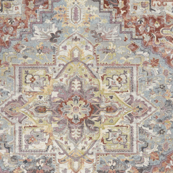 Homeroots 8' X 10' Blue And Red Floral Distressed Area Rug  Polypropylene 551336