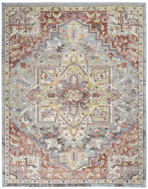 HomeRoots 4' Blue and Red Floral Distressed Area Rug - Vintage Charm, Stain-Resistant, Perfect for High Traffic Spaces 8' X 10' 551336