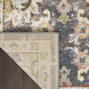 HomeRoots 5' Vintage-Inspired Charcoal Brown and Yellow Floral Distressed Area Rug for Modern Homes and Spaces 8' X 10' 551337