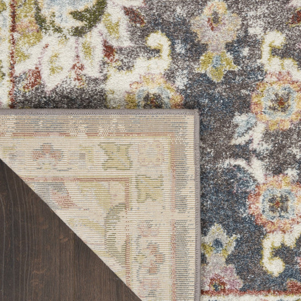 HomeRoots 5' Vintage-Inspired Charcoal Brown and Yellow Floral Distressed Area Rug for Modern Homes and Spaces 8' X 10' 551337