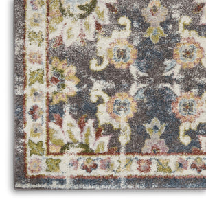 HomeRoots 5' Vintage-Inspired Charcoal Brown and Yellow Floral Distressed Area Rug for Modern Homes and Spaces 8' X 10' 551337