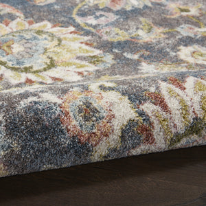 Homeroots 8' X 10' Charcoal Brown And Yellow Floral Distressed Area Rug  Polypropylene 551337