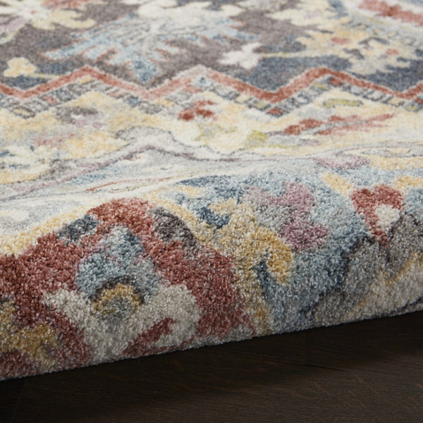 HomeRoots 5' Charcoal Brown and Golden Yellow Floral Medallion Area Rug - Durable, Stain-Resistant Design 8' X 10' 551338